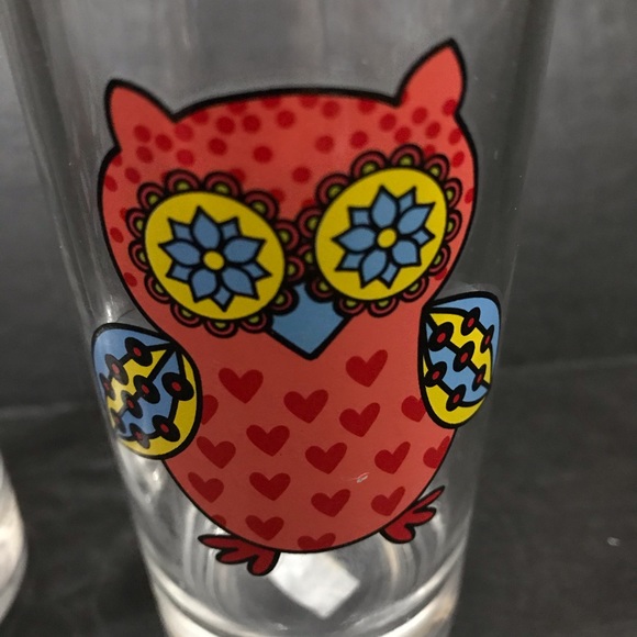 Highball Cylinder Glasses Hippie Owl Decal 7oz - Picture 6 of 6